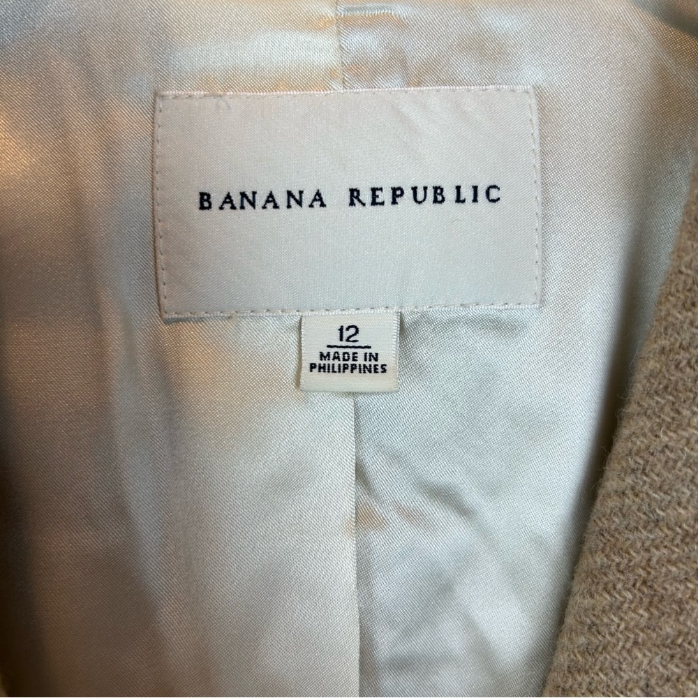 Banana Republic Tan Wool Blend Blazer Women’s Size 12 Two Button Jacket Brown - Picture 8 of 9